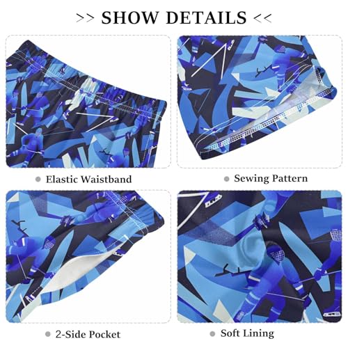 ALAZA Ice Hockey Player Blue Abstract Pajama Shorts Sleep Shorts Pant Lounge Pajama Bottoms Elastic Waist with Pockets3