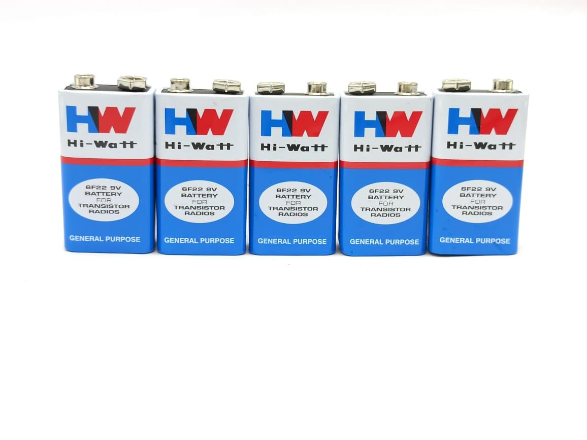 Lalitha® General Purpose HW Long Life Zinc Carbon Battery, Hi-watt, 9v (Set of 5) Along with Battery Snaps (5pcs)-image-31