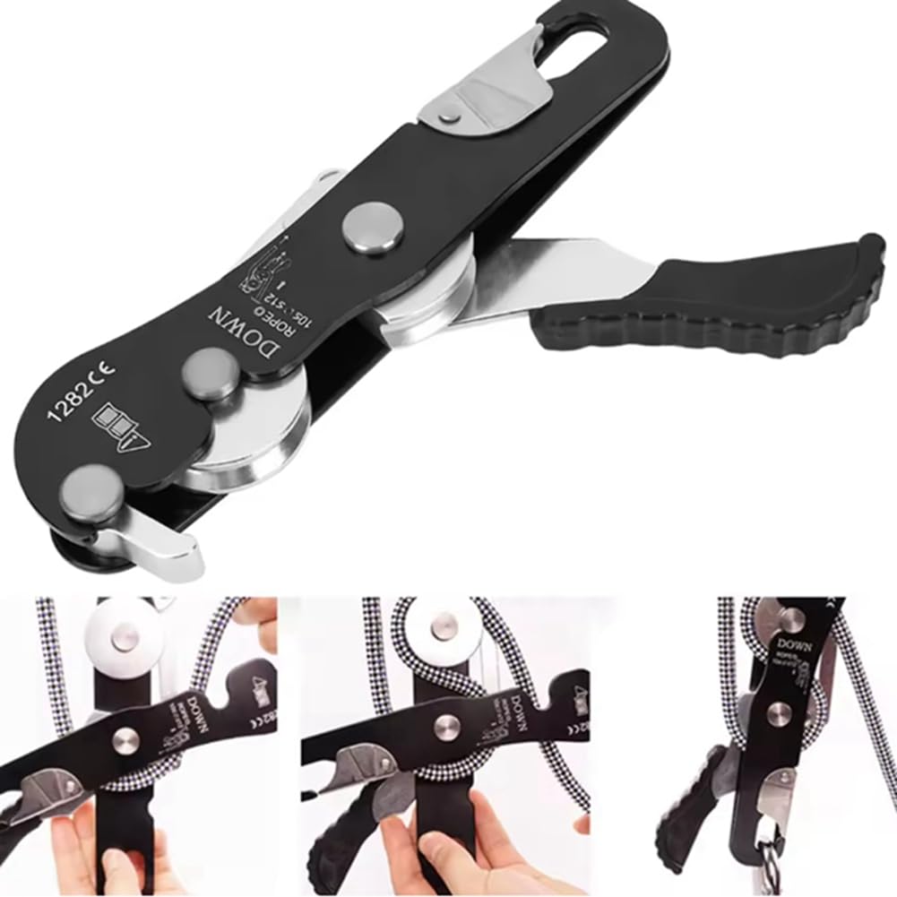 Descensor Manual Autoblocante para Escalada Al Aire Libre, Descenso Lento, Rescate, Equipo Autoblocante, Descensor de Cuerda de Protección.