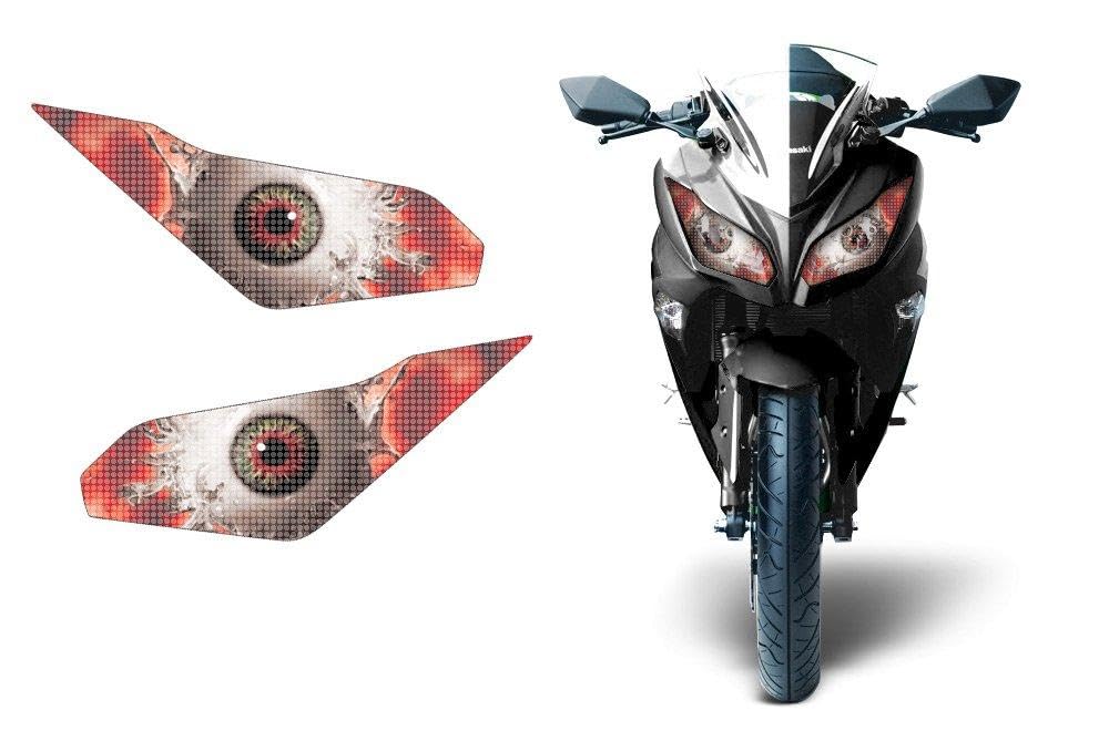 AMR Racing Sport Bike Headlight Eye Graphics Decal Cover Compatible with Kawasaki Ninja 300 2012-2014 - Spliced