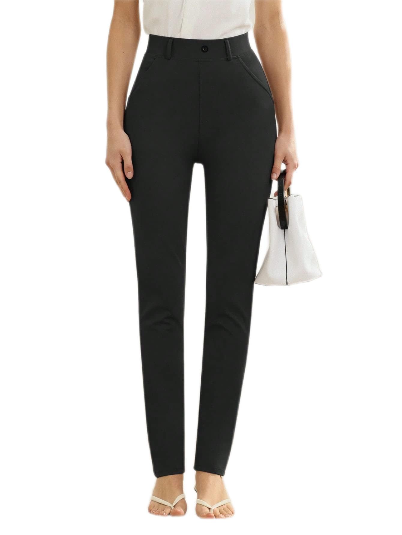CRYBA Womens Pants Solid Slant Pocket Skinny Pants Pant for Women