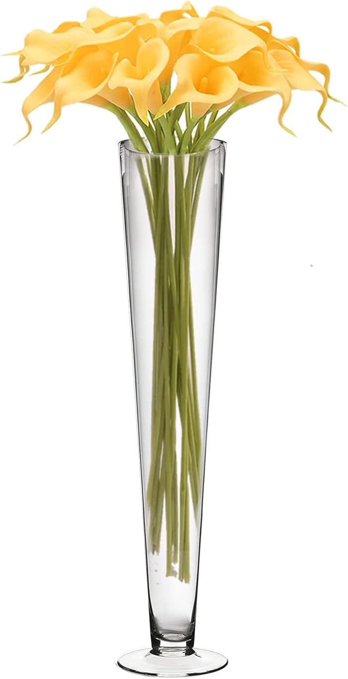 CYS EXCEL 24" Tall Clear Glass Trumpet Vase Multiple Size Choices