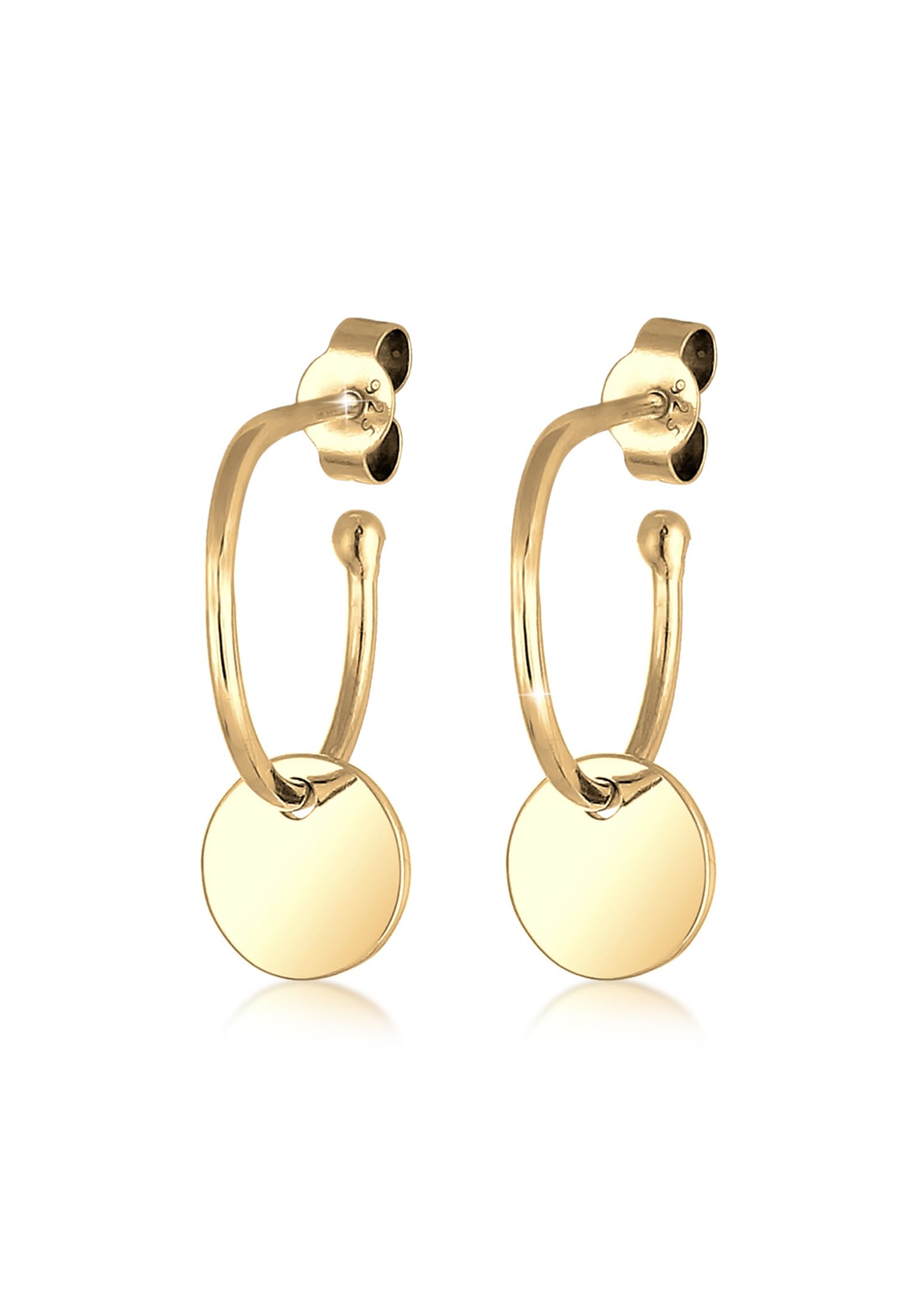 Elli Women Earring Circle Pendant Hoops Gold-Plated 925 Sterling Silver Earrings