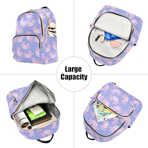 Image of Mini Backpack Cute Axolotl Salamander Fashion Backpack Purse for Women,Handbag Shoulder Bag Casual Daypack, Ladies Gift for College Work(S)