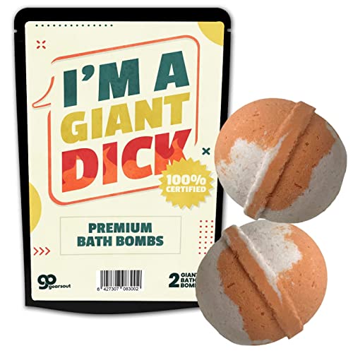 I'm Giant Dick Funny Bath Bombs for Men - 2 Giant Orange Sorbet Fizzers Mens Bath Set Novelty Gift for Guy Friends Handmade Christmas Stocking Stuffers Valentines