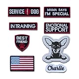 8 Packs Service Dog Patches for Harness, Custom Embroidered Dog Name Patches, Personalized Miniature Pinscher Dog Patches, Tags with Hook and Loop Patches for Dog in Training, Emotional Support