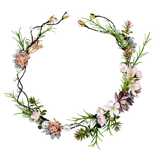LYM Headband Flowers Flower Wreath Girl Beach Wedding Photography Accessories (color : A)