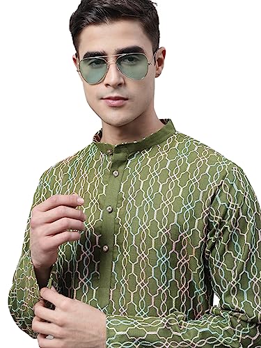 Image of Jompers Men's Cotton Embroidered Straight Kurta Pyjama Set