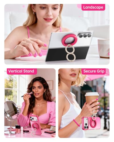 Image of SYNCWIRE Magnetic Phone Ring Holder, for MagSafe Phone Grip Stand Kickstand | 360 Rotation, Double-Sided Magnet, Cell Phone Grip Finger Holder, for iPhone 17 16 15 14 13 12 Pro Max, MagSafe Accessories