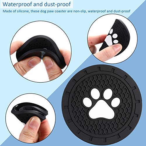 Boao 4 Packs Car Cup Holder Coaster 2.75 Inch Paw Silicone Anti Slip Dog Paw Coaster Mat Accessories For Most Cars, Trucks, Rvs And More (Black) #TOP4