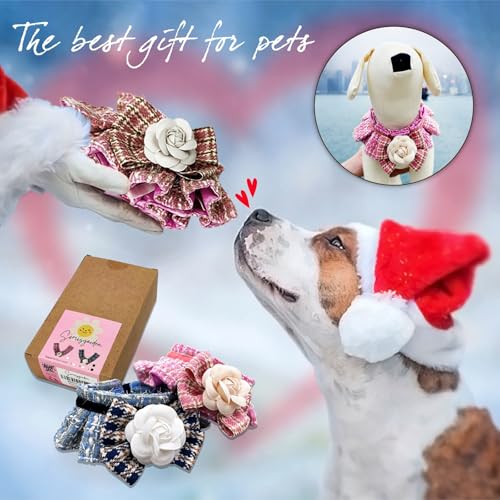 Tweed-Ruffles-Collar-Christmas-Dog-Cat-Bandanas-Pet-Scarf-for-Birthday-Gift-Premium-Durable-Fabric-Holiday-Costume-for-Small-Medium-Large-Dogs-Pink-Small Tweed Ruffles Collar Christmas Dog Cat Bandanas Pet Scarf for Birthday Gift Premium Durable Fabric Holiday Costume for Small Medium Large Dogs Pink Small