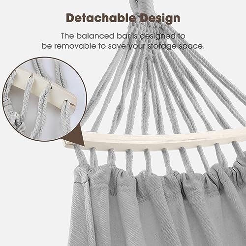 MOSFiATA Backyard Hammock with Tassels Max 500lbs Canvas Fabric Bohemian Style with Thickened Rope and Carry Bag for Outdoor, Garden, Patio, Wedding Decor (Gray) by MOSFiATA - Image 5