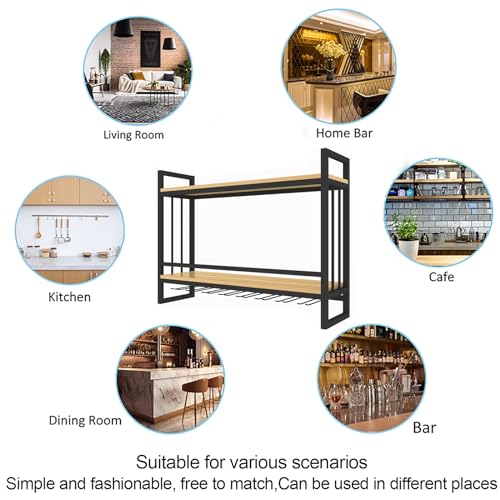 Étagère de rangement industrielle suspendue en métal noble pour verres et vin - 7
