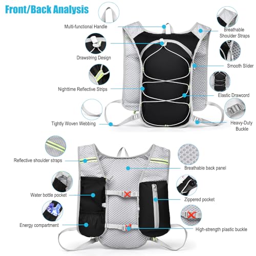 Mochila deportiva ligera con correas ajustables negra miniatura 6