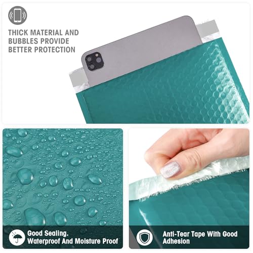 Image of Metronic Bubble Mailers 10.5x16 500 Pack Forest Green Bubble Mailer Usable Size 10.5x15 Self-Seal Padded Envelopes, Packaging Supplies for Business