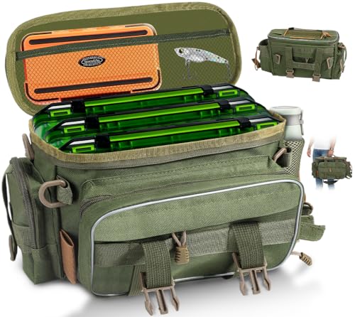 Bolsa de Pesca, Verde Exército, Mochila de Pesca, Mochila Pesca, Pescaria e Viagem, Bolsos Externos, Bolsa de Armazenamento para Equipamentos de Pesca