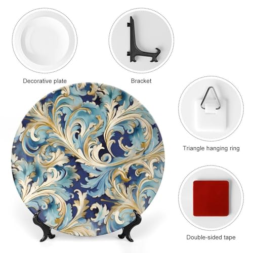 Plato decorativo de porcelana floral azul dorado 7 pulgadas miniatura 3