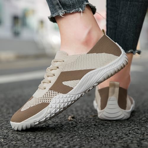 Barefoot Shoes Women Non-Slip Sole Minimalist House Sneakers Zero Drop Walking Tennis Lightweight Breathable Daily Wear Arch Support Shoes 6
