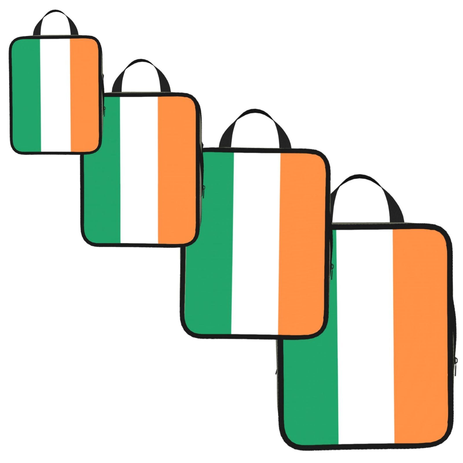 Irish flag Print 4 Set Compression Packing Cubes for Suitcases,Expandable Storage Bag Organizers