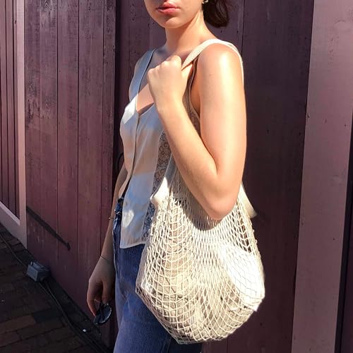 PILLOWPIA French Market Bag – Organic Cotton Tote, Handcrafted Adjustable Strap, Eco-Friendly 12-15" Farmers Market Carrier3