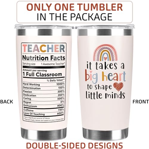 94Bright Teacher Appreciation Gifts, Mothers Day Gifts, 20 Oz Rose Quartz Tumbler Mug Cup, Teacher Appreciation Week, It Takes a Big Heart to Shape Little Minds, Teacher Birthday Gifts Ideas for Women - Image 4
