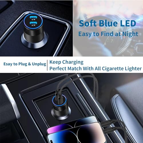 Image of [Apple MFi Certified] iPhone USB-C Fast Car Charger, Rombica 72W Dual USB-C Power PD Rapid Car Charge Adapter + 2Pack Type-C to Lightning Cable Quick Charging for iPhone 14 13 12 11 Pro /XS /XR /X /8 /iPad
