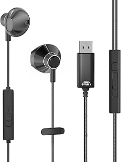 USB Headset with Mute Microphone for PC,OKCSC AC200 Earphones with Mute Microphone Function,for Online Chat, Online Meeting and Zoom Online Live Broadcast Office Earphones Approx 2.0m