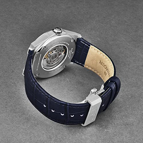 Manager Men's 'Open Mind' Blue Dial Blue Leather Strap Automatic Watch MAN-RO-03-SL3