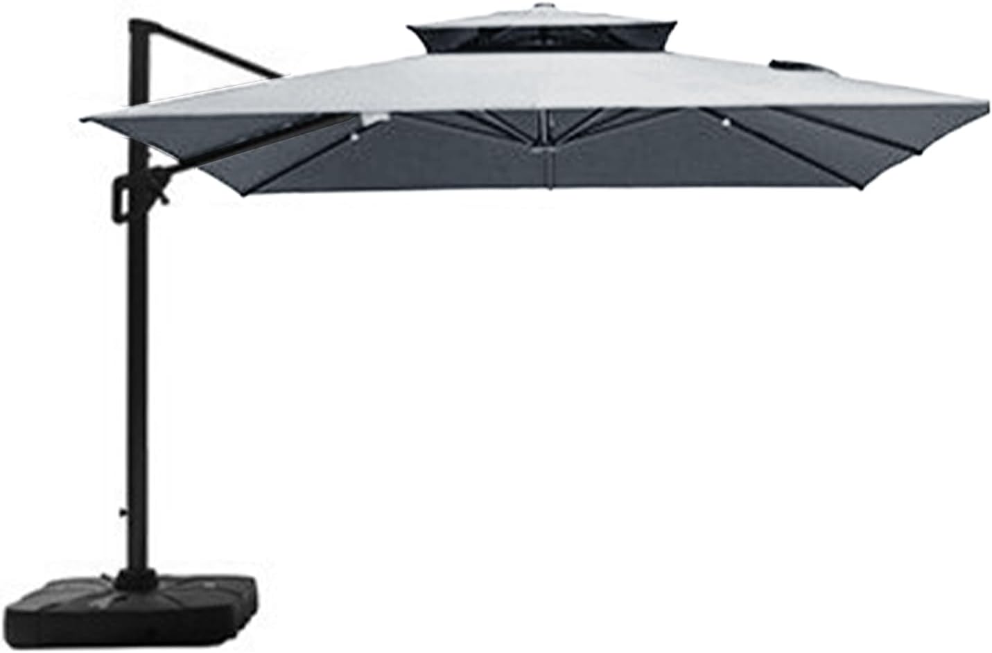 3x3M 8 Ribs Square Patio Umbrella Replacement Canopy Hanging Offset Cantilever Outdoor Patio Umbrella Cover Canopy 8 Rib Replacement Top for Backyard Garden Beach Yard Table(Canopy ONLY) (Gray)