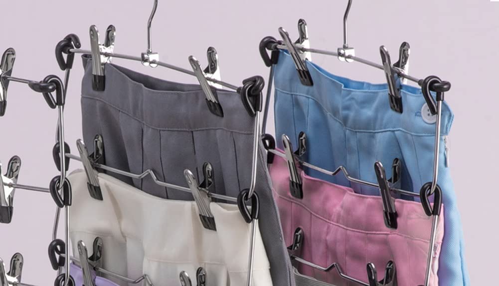 Colgador De Faldas De Metal De 4 Niveles, Ahorro De Espacio, con Clips, Organizador De Almacenamiento De Armario, Colgador De Pantalones Ajustable, 4 Uds. para Sudadera