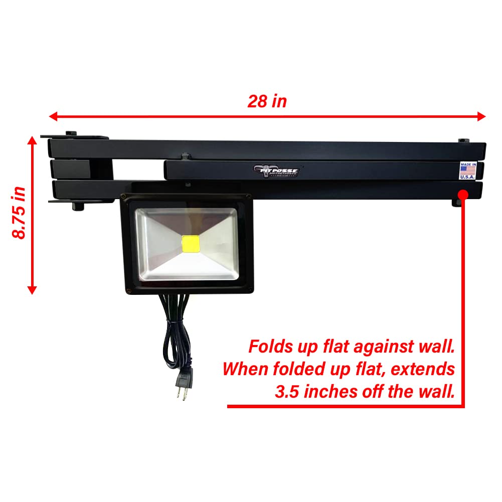 Pit Posse 490BK Made in USA Swing Arm LED Light Aluminum Workspace