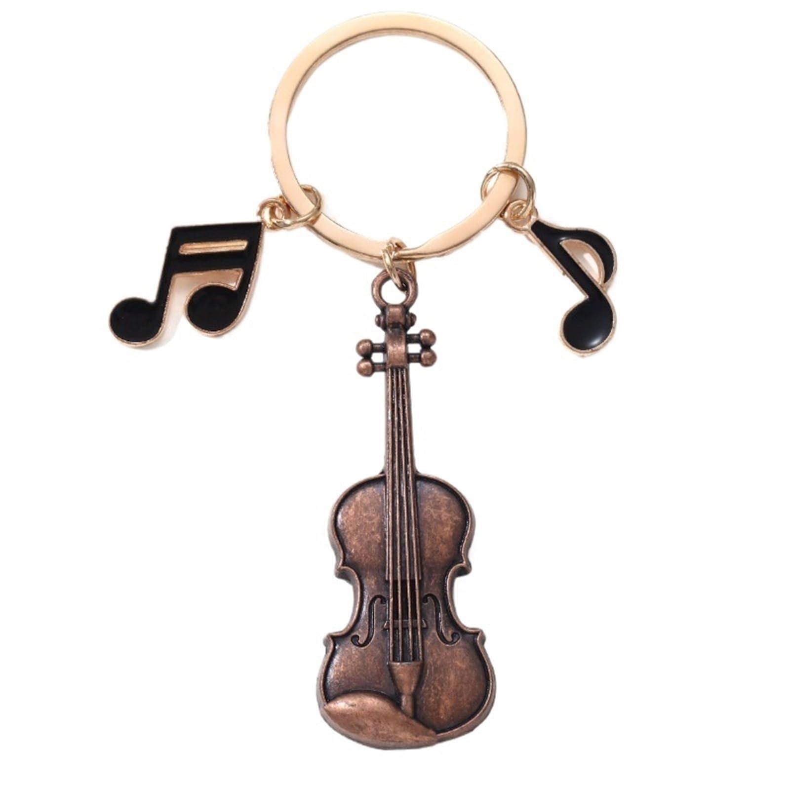 Porte-clés voiture avec pendentif notes de violon en métal argenté pour sac - 5