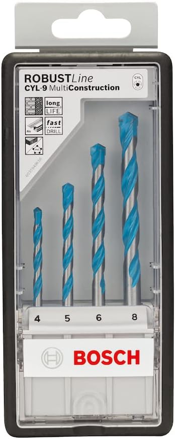 Bosch 2607010521 "Robust Line CYL-9" Multi-Purpose Drill Bit-Set, Silver, Set of 4 Piece