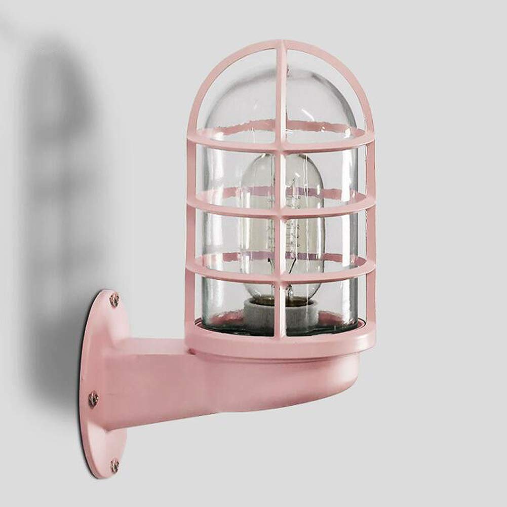 Genérico Lámpara De Pared Industrial Retro, Hierro Forjado Impermeable Ip65 | Casquillo E27, Pantalla De Cristal, Apta Para Salón, Baño Y Buhardilla ()