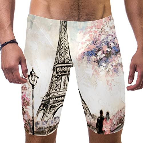 Swim jammers de hombre para entrenamiento largo con diseño de Torre Eiffel