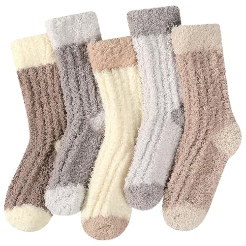 Image of Premillow Fuzzy Socks for Women, Winter Warm & Cozy Fluffy Socks Womens Ultra Soft Sleeping Slipper Sock for Women Gifts