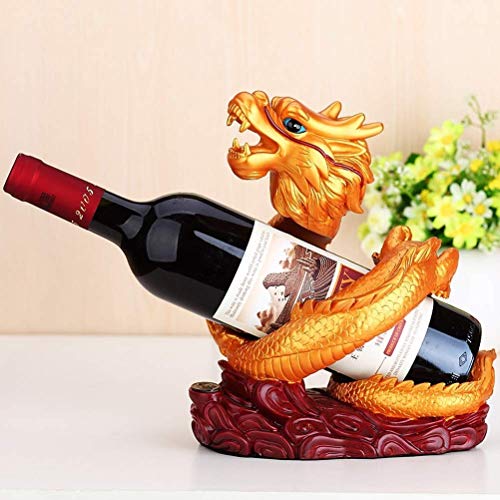 Soporte para botellas de vino de resina con dragón dorado miniatura 3