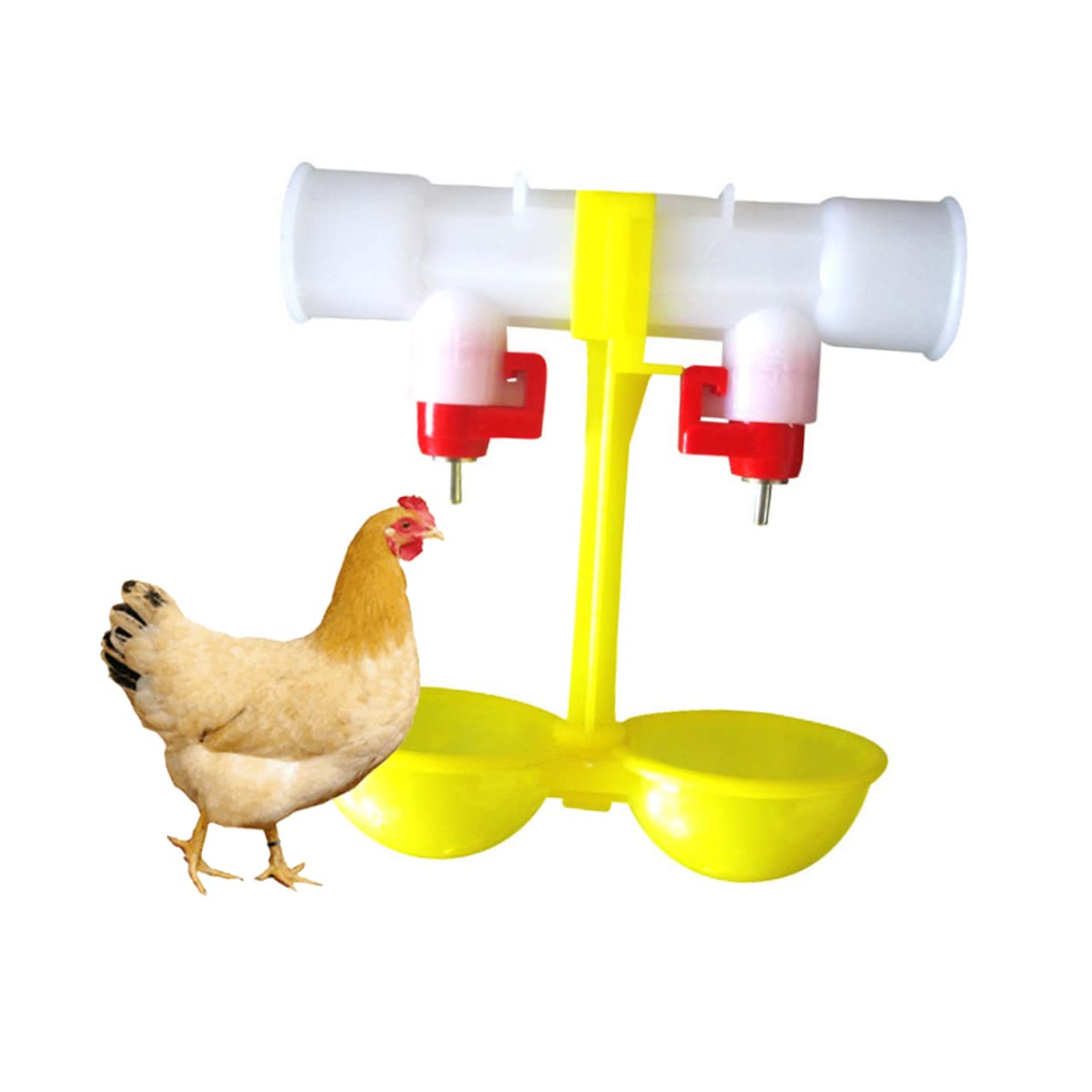VICASKY 10Pcs Automatic Chicken Drinking Fountains with Steel Ball Durable Water Bowls for Ducks and Chickens Efficient Water Supply for Poultry Yellow Style