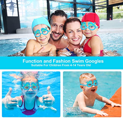 Kids Swim Goggles with Earplugs & Potable Case, Cute Dolphin Swimming Goggles Swim Glasses for Toddler Kids Girls Boys Youth(4-14), Anti-Fog Anti-UV Leak-proof Clear Vision Water Pool Goggles - Image 3