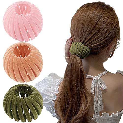 Luvadeyo Lazy suede plate hairpin, 3 piece retractable horsetail clip, retro geometric retractable hairpin with bird's nest shape