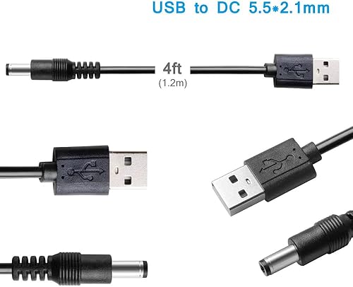 Miniatura 3 de Cable de alimentación de 5 V, USB a CC 0.217x0.083 in Cable de carga con 10 puntas de conector (5.5x2.5, 4.8x1.7, 4.0x1.7, 4.0x1.35, 3.5x1.35,