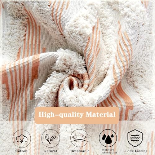 Image of Hand Woven 100% Natural Cotton Export Quality Designer Rug,Carpet, Bed Side Runner for Bedroom,Living Room, Size-2x5 feet or 60 cms x 152 cms (Rust Zigzag)