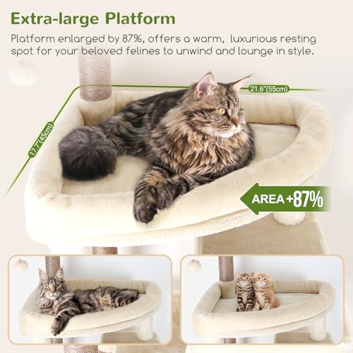 Image of Globlazer Giant Cat Tree for Indoor Large Cats, 83in, F83, Beige