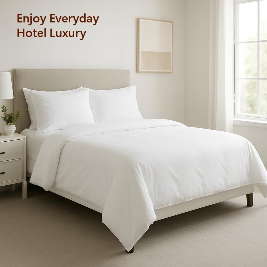 Miniatura 3 de Peru Pima Juego de funda de edredón Percal de 285 hilos tamaño individualindividual XL, 100% algodón Pima peruano, 2 piezas (1 funda y 1 funda de