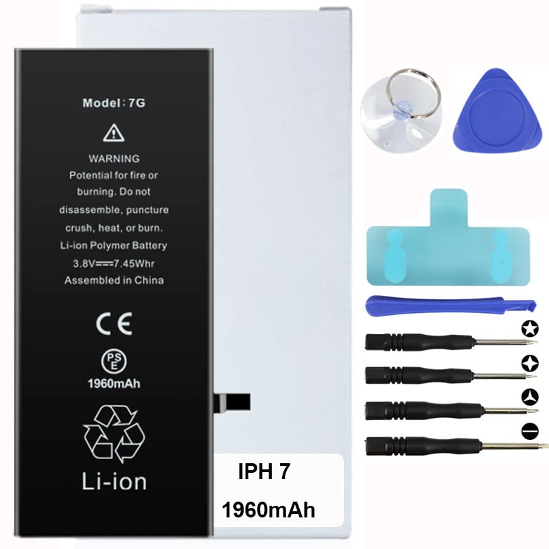 Battery Kit for iPhones Includes Waterproof Sticker Battery Stickers MAGNETIC Tools12 Month Warranty (iPhone 7)