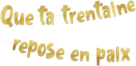 Que ta trentaine repose en paix Bannière de Paillettes d'Or Bannière d'Anniversaire de 30 ans Décorations d'Anniversaire pour l'intérieur et l'extérieur Fête à Thème