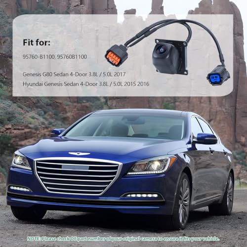 Image of 95760-B1100 Backup Rear Camera Replacement for Hyundai Genesis Sedan 2015 2016 & Hyundai Genesis G80 Sedan 2017, OE Cam Replaces 95760B1100, 95766B1000, 95766-B1000 by GreenYi