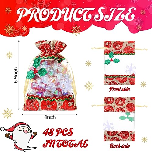 Bolsas de regalo pequeñas de Navidad de arpillera y saquitos de lino 2