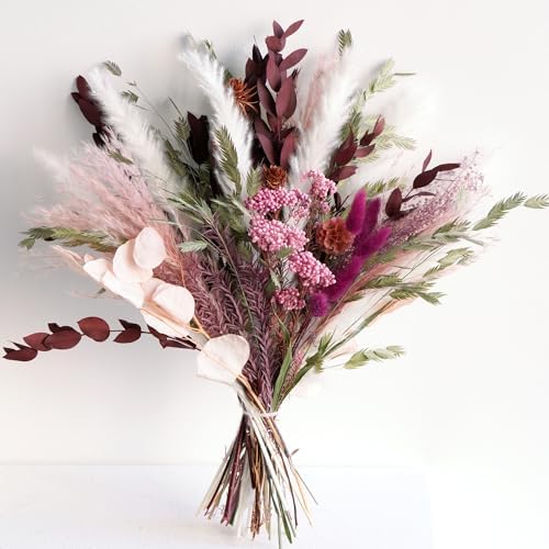 Natural Dried Flower Bouquet - Boho Pampas Grass Decor, Chic Flow...