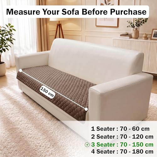 Image of Story@Home Premium Quilted Anti Slip Sofa Cover Mats for L Shape and 1 /2 /3 Seater Sofa. Make Your Own Sofa Cover Set, 70(D) x 150(L) cm - Brown